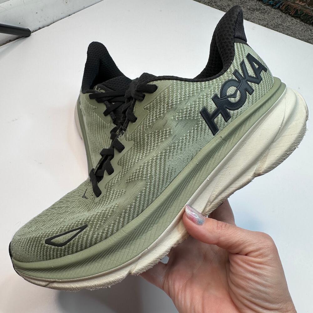 Hoka One Clifton 9 Sea Moss Forest Lichen Green Sneakers